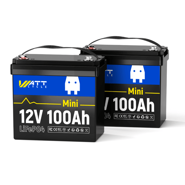 2 Stück WattCycle 12V 100Ah Mini LiFePO4 Batterien