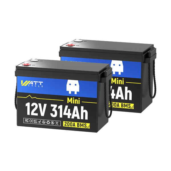 2 Stück WattCycle 12V 314Ah Mini Lithium Batterien