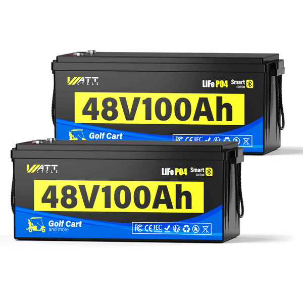 2 Stück WattCycle 48V 100Ah LiFePO4 Antriebsbatterie für Golf-Cart