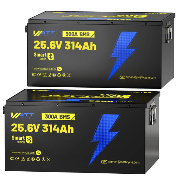 2 Stück WattCycle LiFePO4 24V 314Ah Ultra Lithium Batterien mit 300A BMS & Bluetooth Überwachung