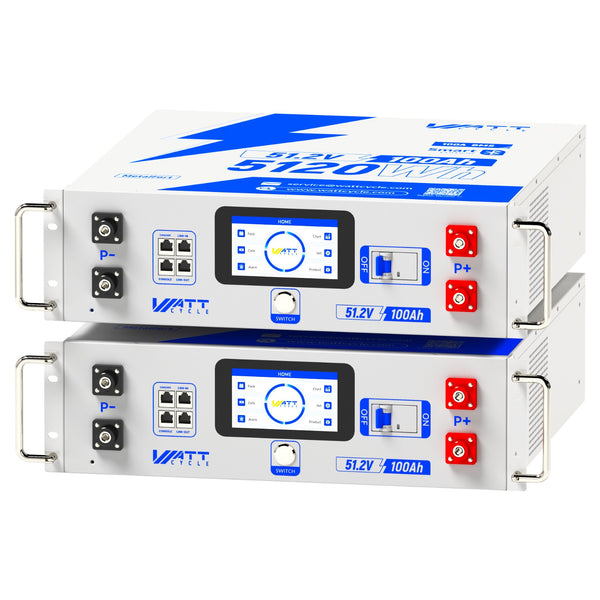 2 Stück WattCycle NextGen 51,2V 100Ah 19 Zoll Rack Batterie mit 3U Größe