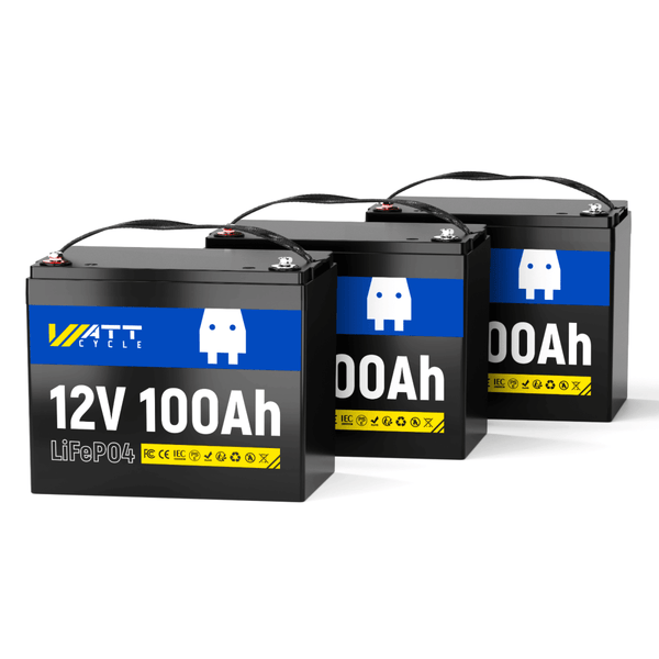 3 Stück WattCycle 12V 100Ah LiFePO4 Batterien