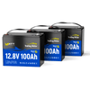 3 Stück WattCycle 12V 100Ah Lithium Batterien mit 120A BMS