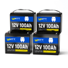 4 Stück WattCycle 12V 100Ah LiFePO4 Batterien