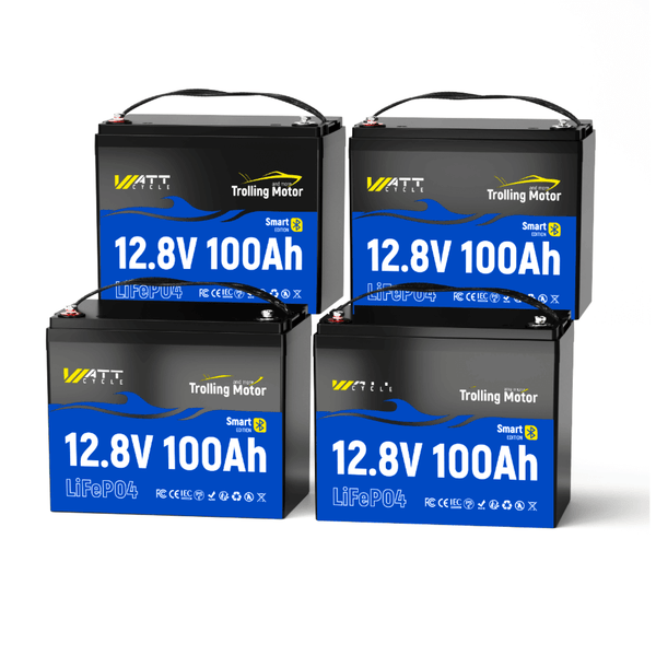 4 Stück WattCycle 12V 100Ah Lithium Batterien mit 120A BMS