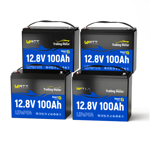 4 Stück WattCycle 12V 100Ah Lithium Batterien mit 120A BMS