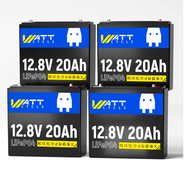 4 Stück WattCycle Kleine Batterien 12V 20Ah Lithium-Ion Akkus