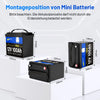 Montageposition von WattCycle 12V 100Ah Mini LiFePO4 Batterie