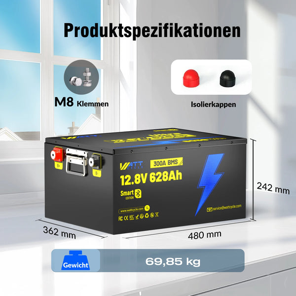 Spezifikationen von LiFePO4 12V 628Ah Ultra Lithium Batterie