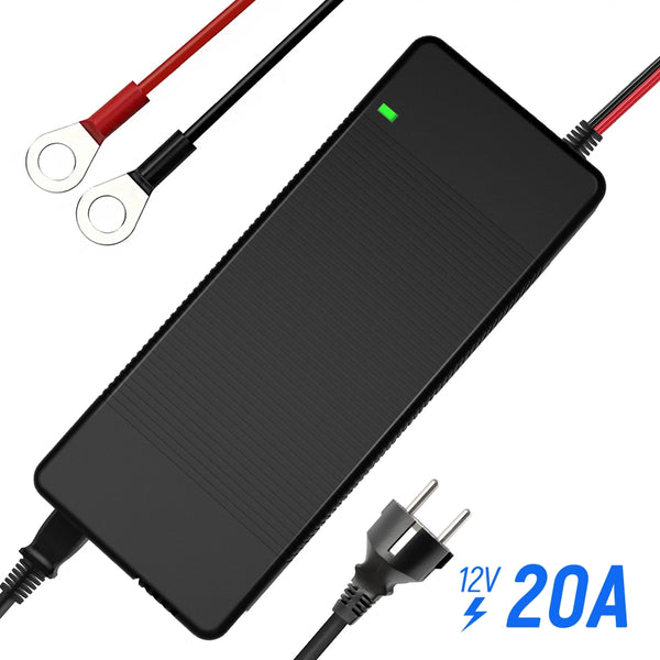 WattCycle 12V 20A Batterieladegerät mit Kunststoffgehäuse