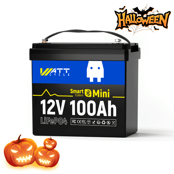 WattCycle 100Ah LiFePO4 12V Mini Smart Batterie mit Bluetooth Überwachung im Halloween LiFePO4 Angebote