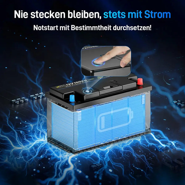 WattCycle 12V 100Ah Dual Purpose LiFePO4 Batterie mit Notstart