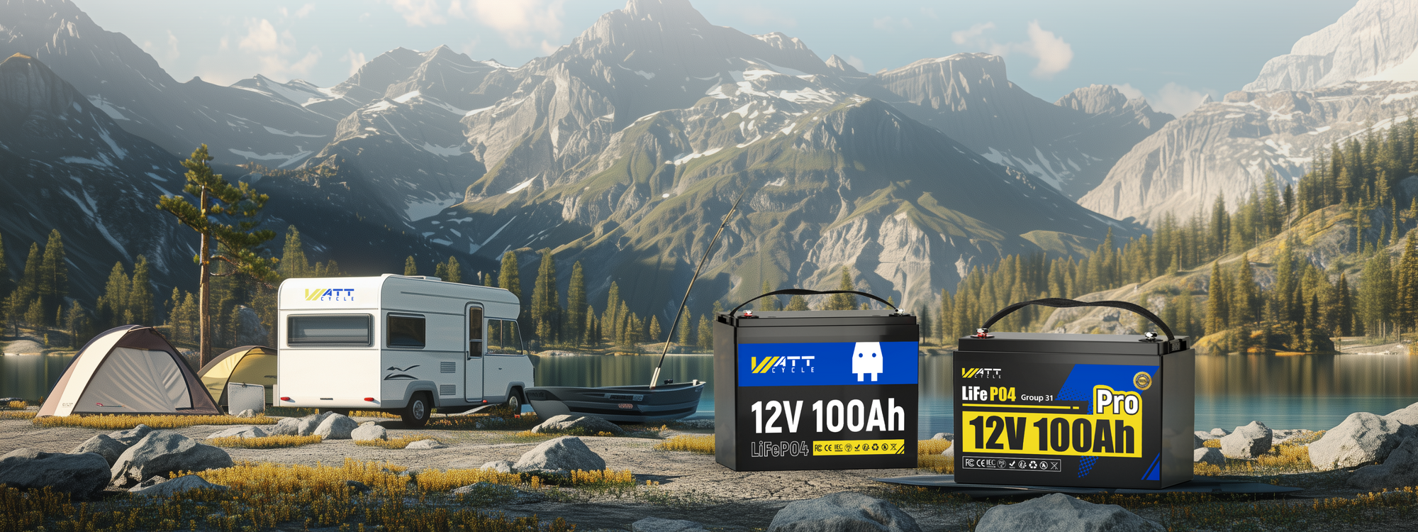 WattCycle 12V 100Ah LiFePO4 Batterie und WattCycle 12V 100Ah Pro Lithium Batterie