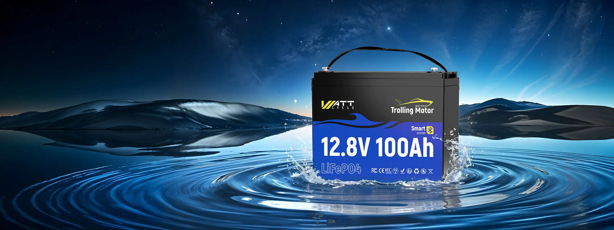 WattCycle 12V 100Ah Lithium Batterie mit 120A BMS & Bluetooth