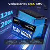 WattCycle 12V 100Ah Lithium Smart Batterie mit 120A BMS, 120A Max. kontinuierliches Laden und Entladen unterstürtzen