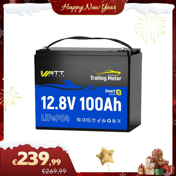 WattCycle 12V 100Ah Lithium Smart Batterie mit 120A BMS & Bluetooth Überwachung im Neujahrsspecial