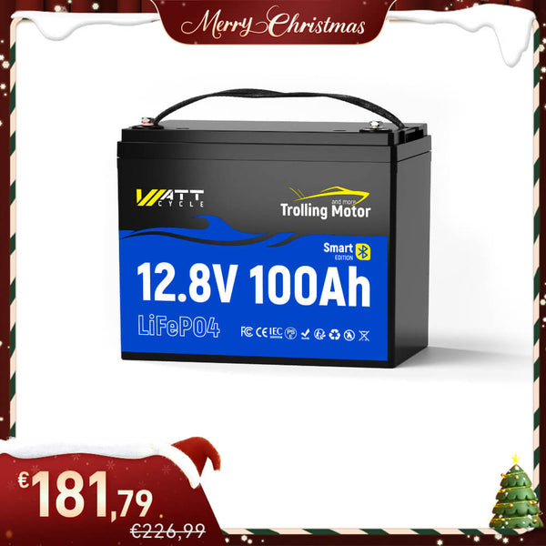 WattCycle 12V 100Ah Lithium Smart Batterie mit 120A BMS im Weihnachtsangebot