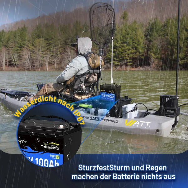 WattCycle 12V 100Ah Lithium Smart Batterie mit IP67 Wasserdichtigkeit