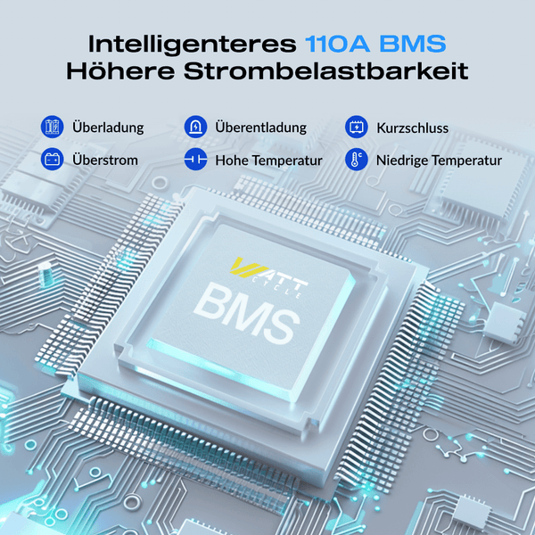 WattCycle 12V 100Ah Pro Lithium Batterie mit 110A BMS Schutz