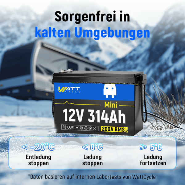 WattCycle 12V 314Ah Mini Lithium Batterie mit Tiefentladeschutz