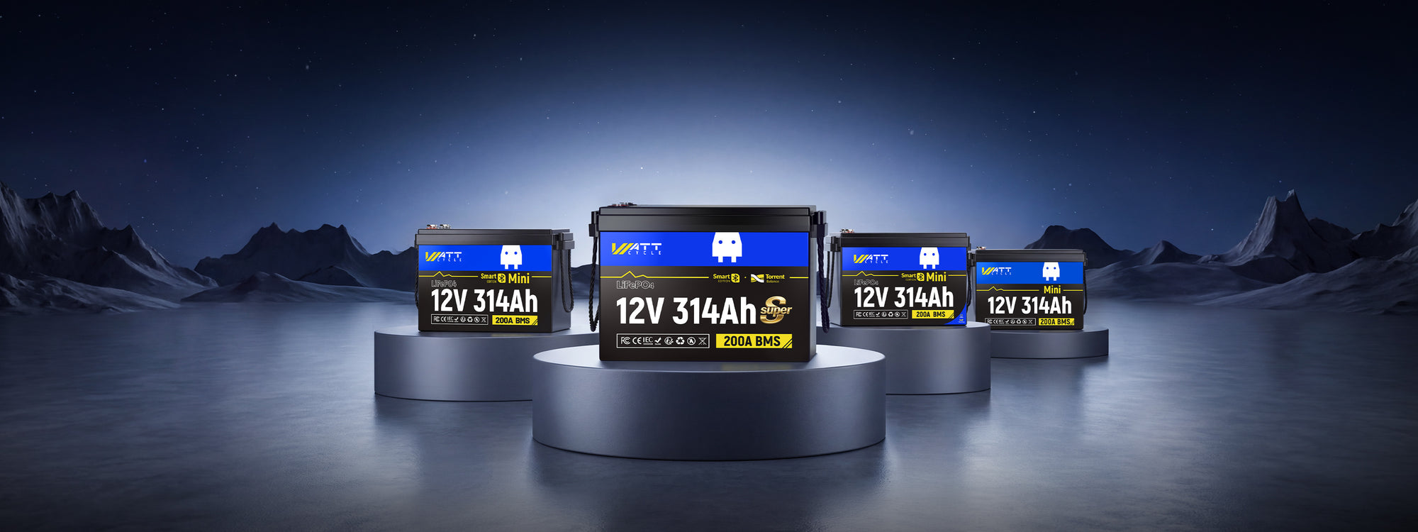 WattCycle 12V 314Ah Mini Super LiFePO4 Batterie mit Bluetooth & Active Balancer, LiFePO4 für Wohnmobile, Solar & Marine