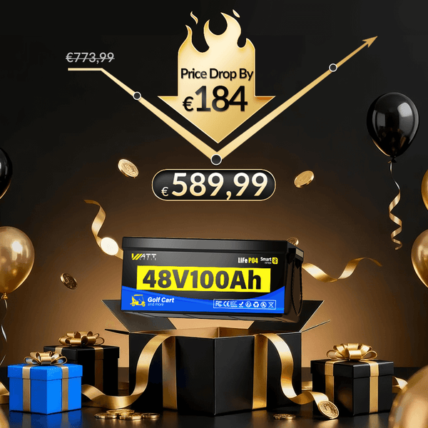 WattCycle 48V 100Ah LiFePO4 Antriebsbatterie für Golf-Cart mit €184 Preissenkung, €589,99 Ohne MwSt.