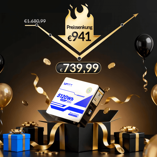 WattCycle 51,2V 100Ah 5kWh Wandmontage LiFePO4 Solarbatterie für PV im Black Friday Angebot