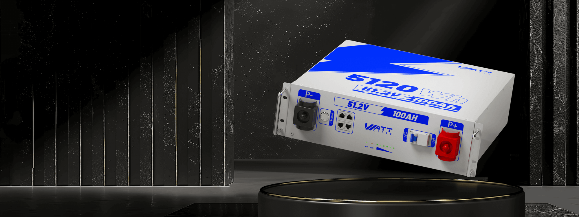 WattCycle 51,2V 100Ah LiFePO4 19 Zoll Rack Batterie mit 3U Größe & Bluetooth