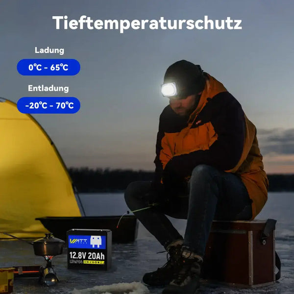 WattCycle Kleine Batterie 12V 20Ah Lithium-Ion Akku mit breitem Temperaturbereich