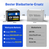 WattCycle LiFePO4 12V 100Ah Batterie vs 12V 100Ah Bleibatterie