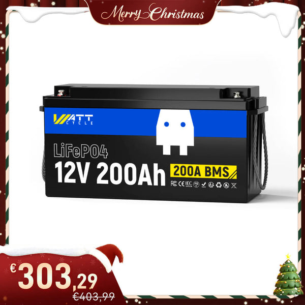 WattCycle LiFePO4 12V 200Ah Deep Cycle Batterie im Weihnachtsangebot
