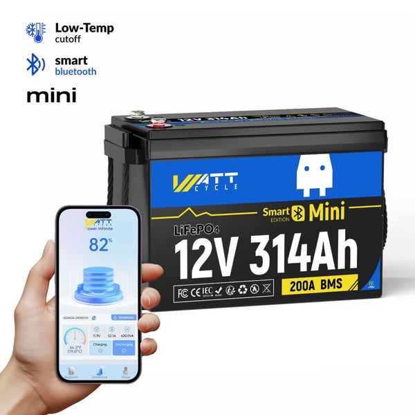 WattCycle LiFePO4 12V 314Ah Mini Lithium Batterie mit Bluetooth Überwachung & Heizung