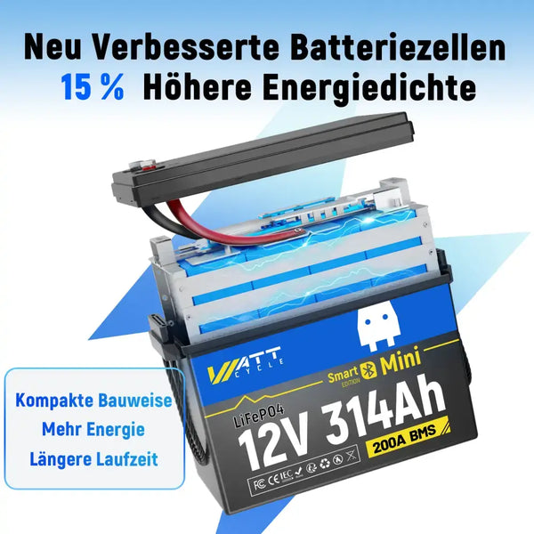 WattCycle LiFePO4 12V 314Ah Mini Lithium Batterie mit ultrahohe Energiedichte