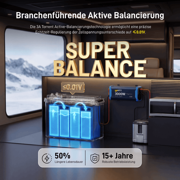 WattCycle LiFePO4 12V 314Ah Mini Super Batterie mit 3A Active Balancer
