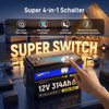 WattCycle LiFePO4 12V 314Ah Mini Super Batterie mit 4-in-1-Schalter