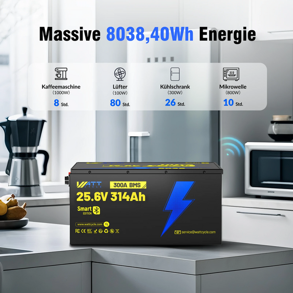 WattCycle LiFePO4 24V 314Ah Ultra Lithium Batterie mit massiver 8kWh Energie