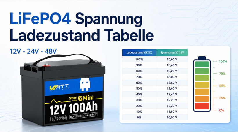 LiFePO4 Spannung Ladezustand Tabelle