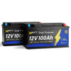 2 Stück WattCycle 12V 100Ah Dual Purpose LiFePO4 Batterie, Starter- & Versorgungsbatterie mit Bluetooth und Heizung (1200 CCA)