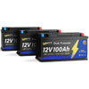 3 Stück WattCycle 12V 100Ah Dual Purpose LiFePO4 Batterie, Starter- & Versorgungsbatterie mit Bluetooth und Heizung (1200 CCA)