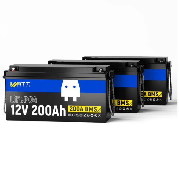 3 Stück WattCycle LiFePO4 12V 200Ah Deep Cycle Batterien