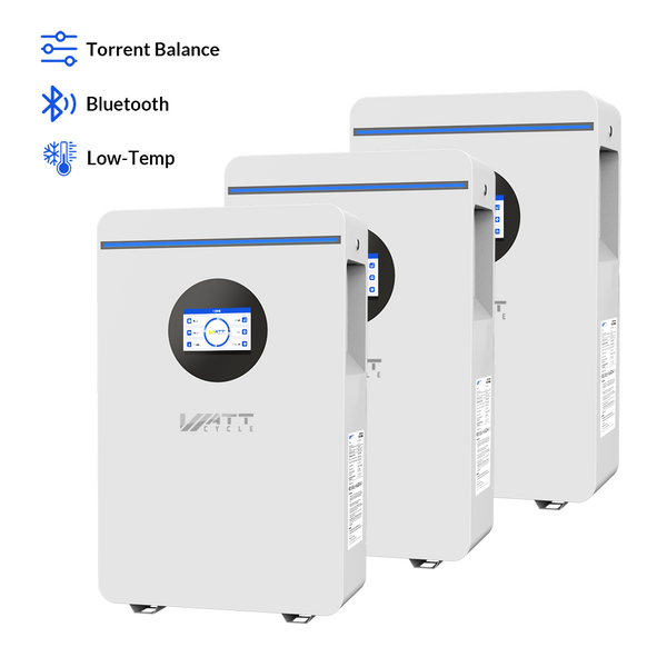 3 Stück WattCycle NextGen 51,2V 100Ah 5kWh Wandmontage LiFePO4 Solarbatterien, Solar Speicherbatterie​