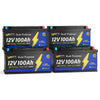 4 Stück WattCycle 12V 100Ah Dual Purpose LiFePO4 Batterie, Starter- & Versorgungsbatterie mit Bluetooth und Heizung (1200 CCA)