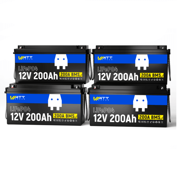 4 Stück WattCycle LiFePO4 12V 200Ah Deep Cycle Batterien