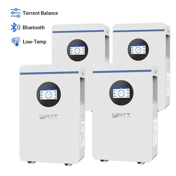4 Stück WattCycle NextGen 51,2V 100Ah 5kWh Wandmontage LiFePO4 Solarbatterien, Solar Speicherbatterie​