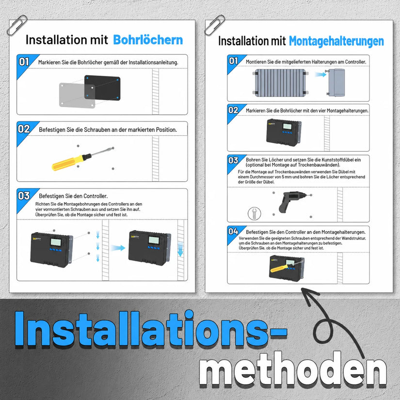 Anleitung zur Installation von WattCycle 30A Solarladeregler MPPT 12V24V