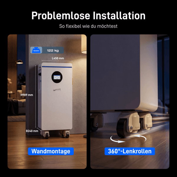 Dimension und Gewicht von WattCycle 48V 314Ah 16kWh LiFePO4 Batteriespeicher