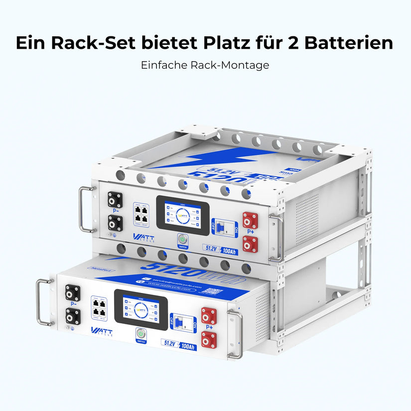 Erdbebensicherer Modularer 2-Stufen-Batterieschrank für 2 WattCycle LiFePO4 48V Rack Batterien