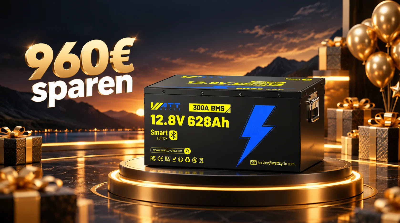 WattCycle 12V 628Ah Ultra 8kWh LiFePO4 Batterie mit Bluetooth