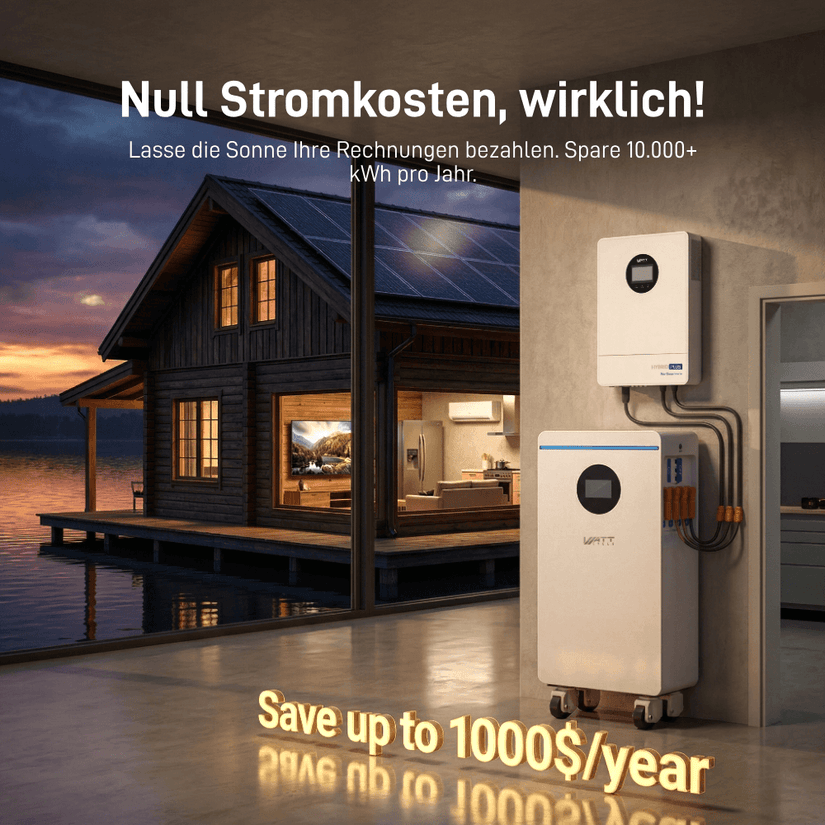 Geldsparende Lösung mit WattCycle 48V 314Ah 16kWh LiFePO4 Batteriespeicher