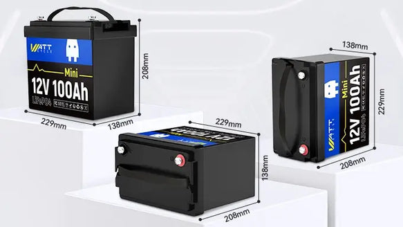 Montageposition von WattCycle 12V 100Ah Mini LiFePO4 Batterie
